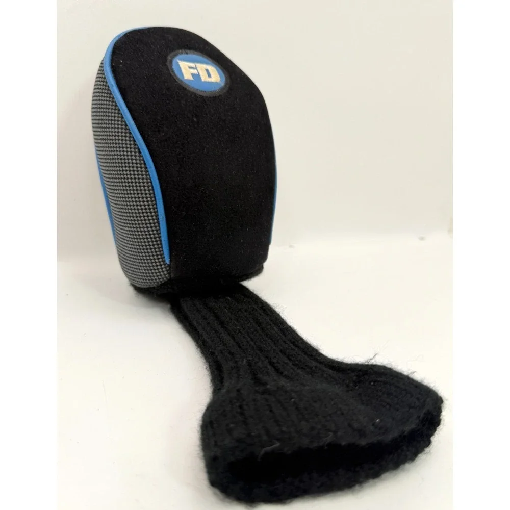 FD Fairway Driver Golf Club Headcover Black Grey Blue Trim Rib Knit Sock